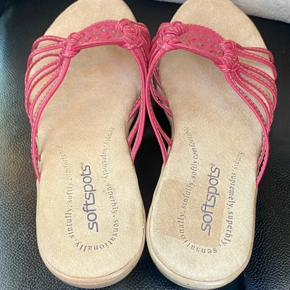 Softspots Women's Pink Strappy Slide (7) Sandals - Picture 6 of 9